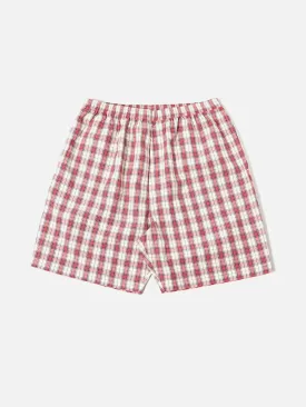 Universal Works Pyjama Short in Red Cotton Check
